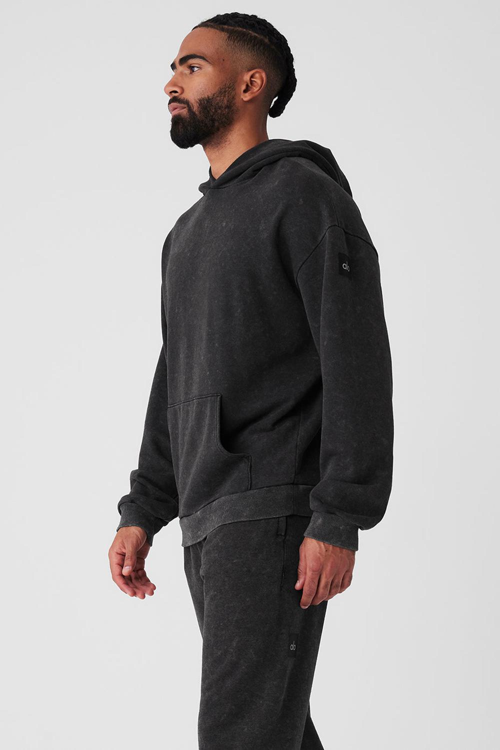 Black Wash Alo Yoga Chill Vintage Wash Men Hoodie | KSA  GRJ630182