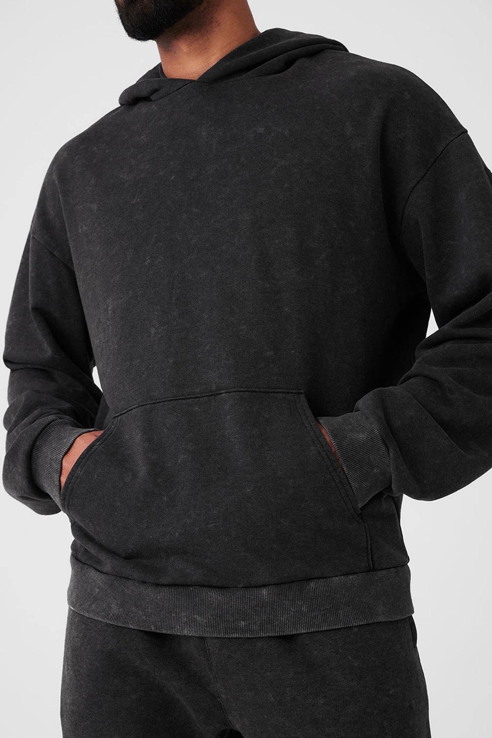 Black Wash Alo Yoga Chill Vintage Wash Men Hoodie | KSA  GRJ630182