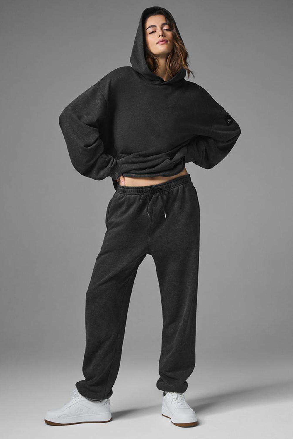 Black Wash Alo Yoga Chill Vintage Wash Women Hoodie | KSA  OSI781364