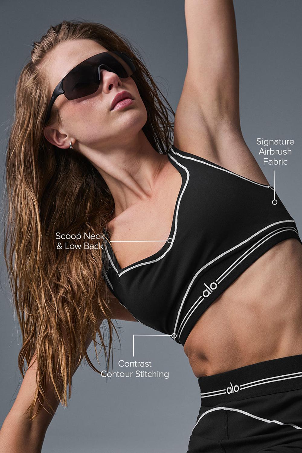 Black / White Alo Yoga Airbrush Heart Throb Women Bra | KSA  OBI219604