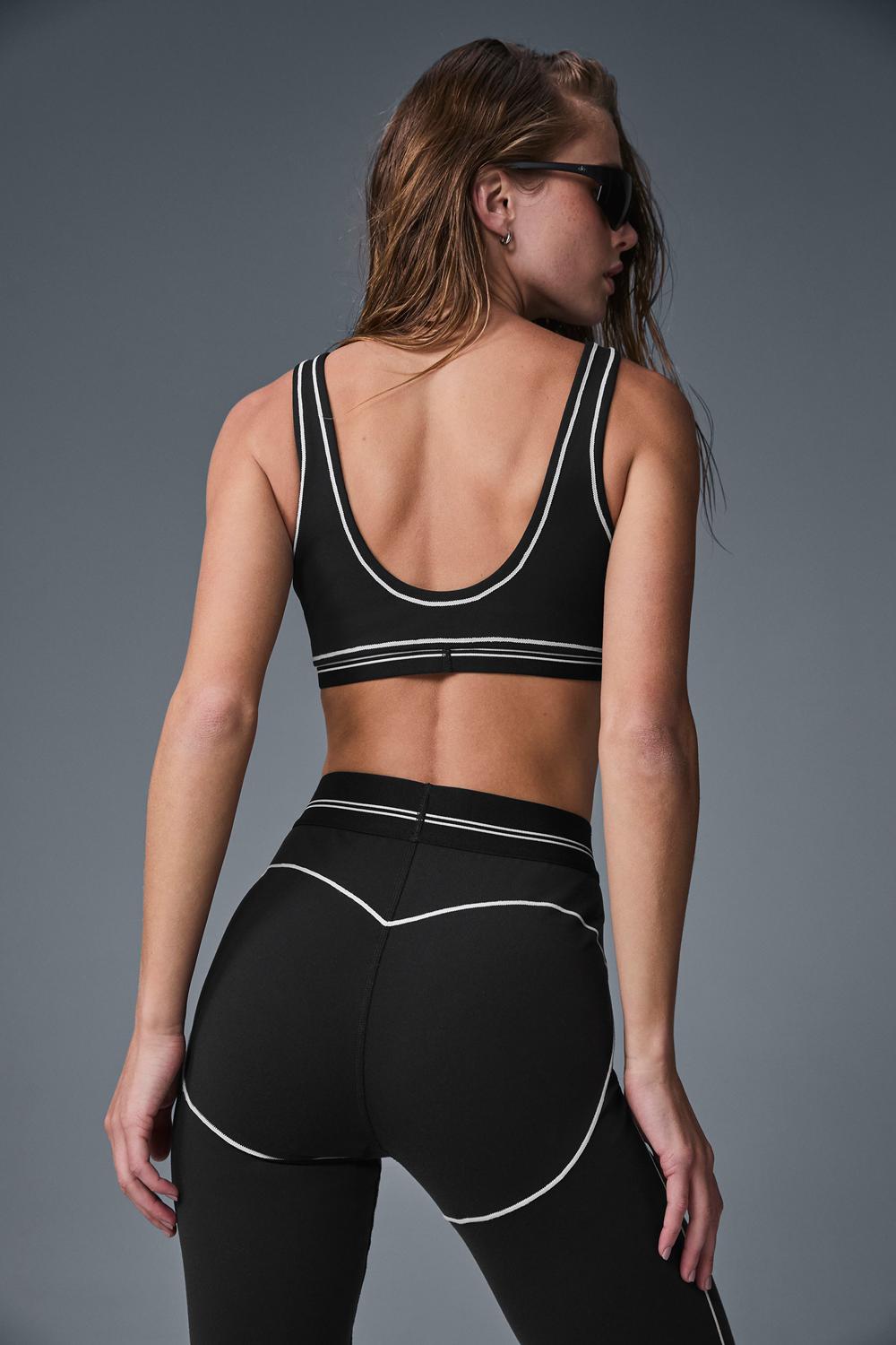 Black / White Alo Yoga Airbrush Heart Throb Women Bra | KSA  OBI219604