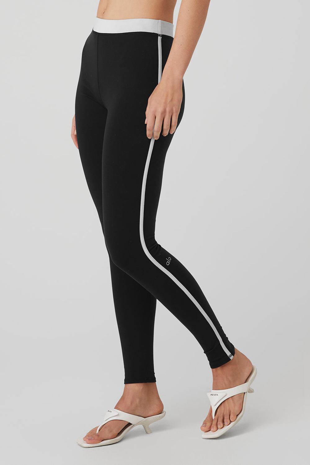 Black / White Alo Yoga Airbrush High-Waist Streamlined Women Legging | KSA  LCP941285