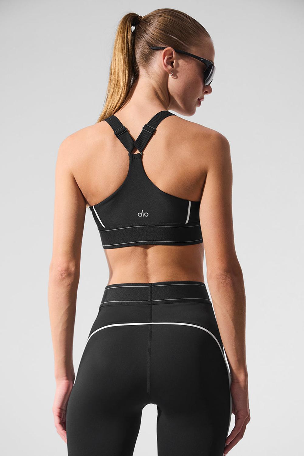 Black / White Alo Yoga Airlift Suit Up Women Bra | KSA  MCG761835