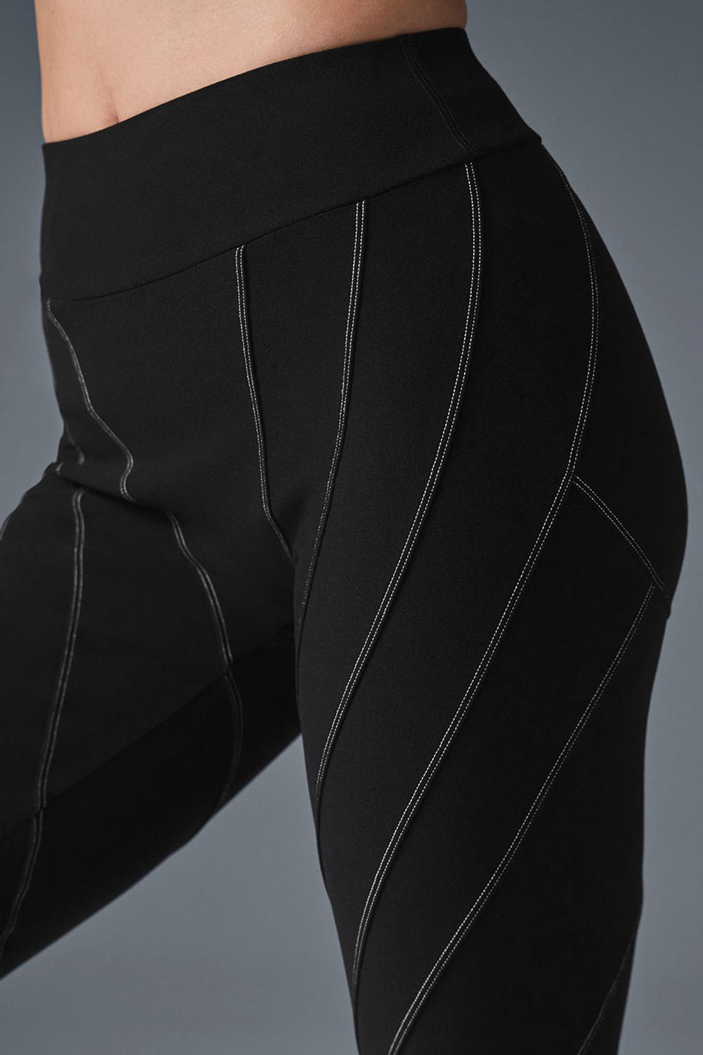 Black / White Alo Yoga Alosoft High-Waist Sunray Women Legging | KSA  RIB189346