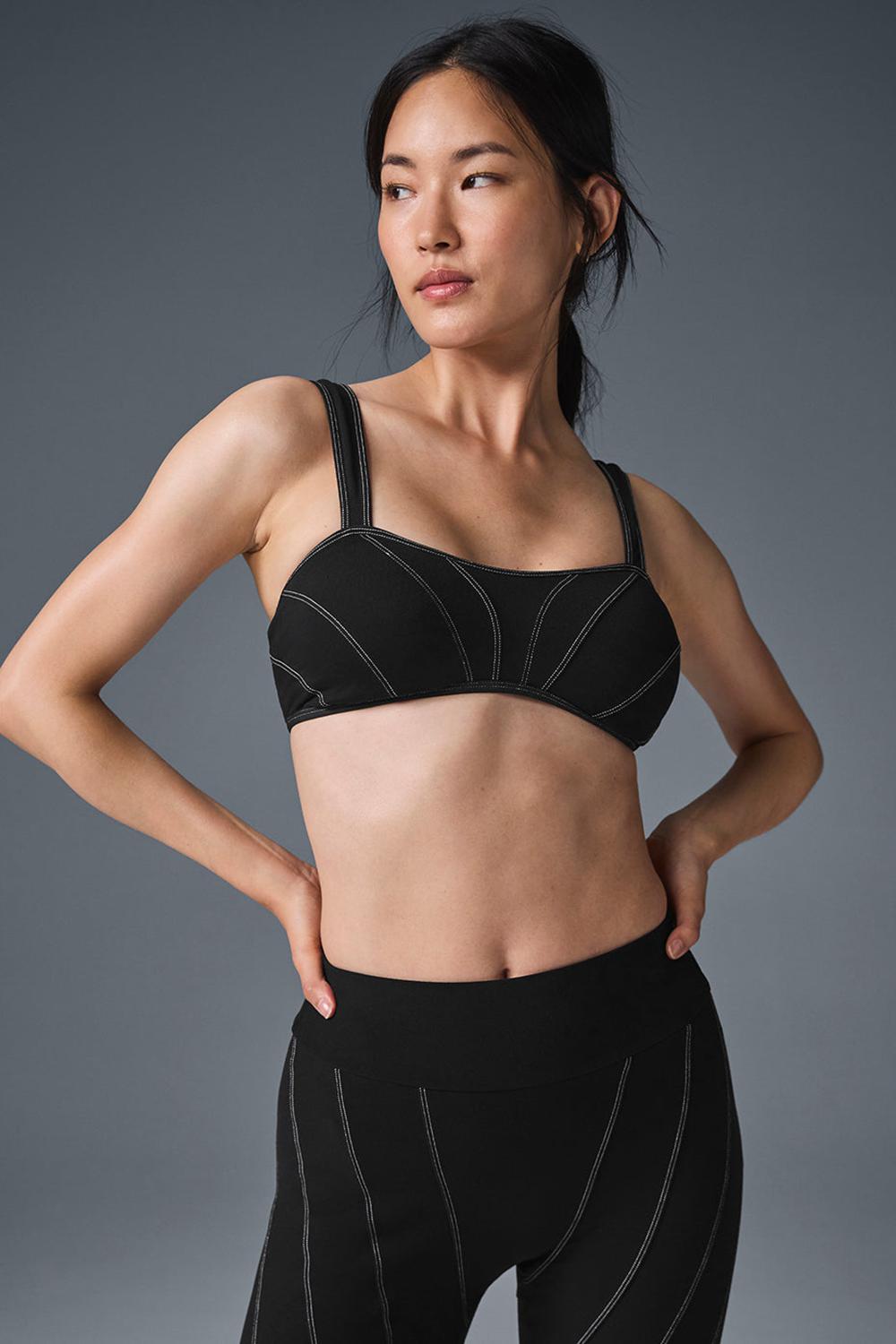 Black / White Alo Yoga Alosoft Sunray Women Bra | KSA  BSR073849