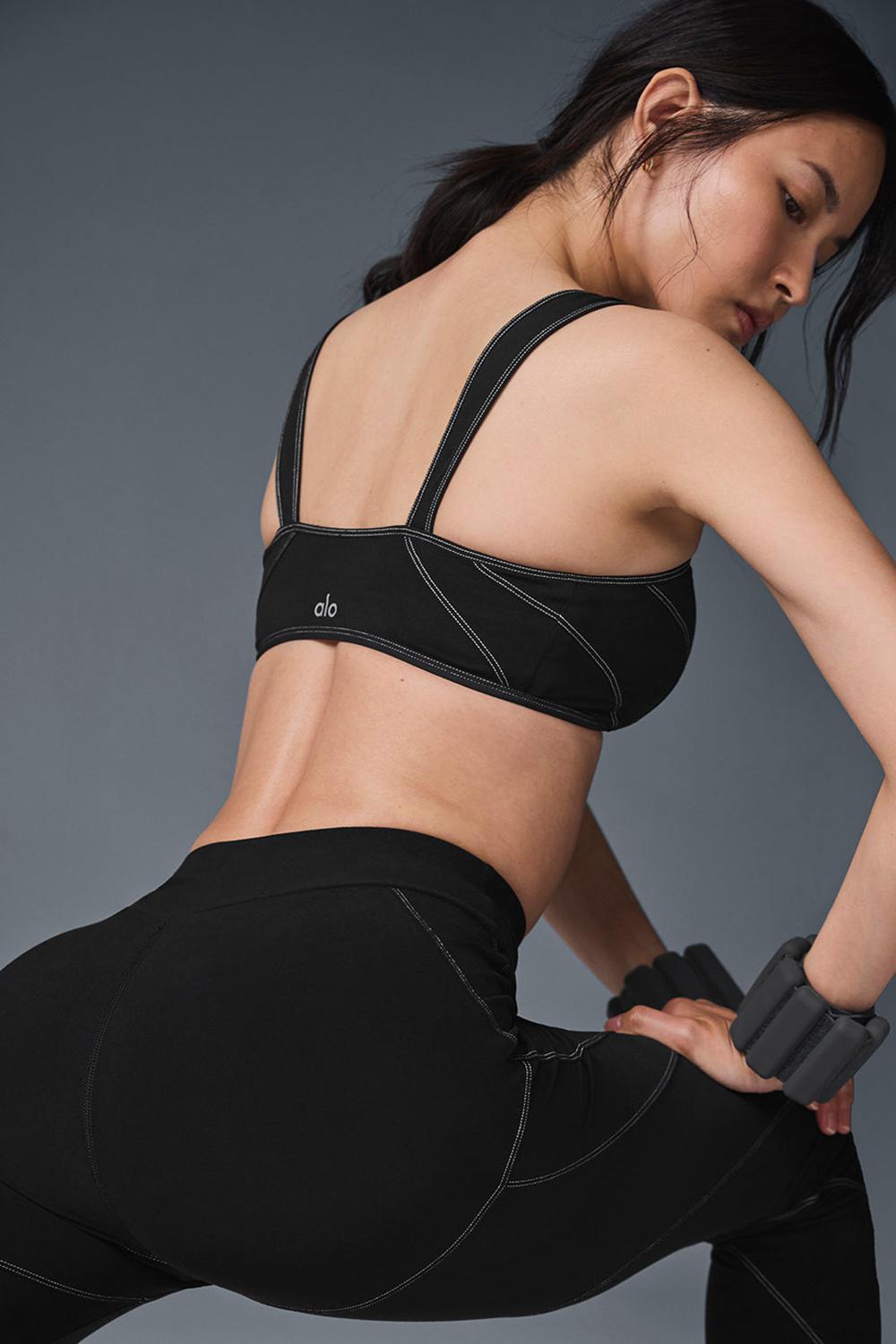 Black / White Alo Yoga Alosoft Sunray Women Bra | KSA  BSR073849
