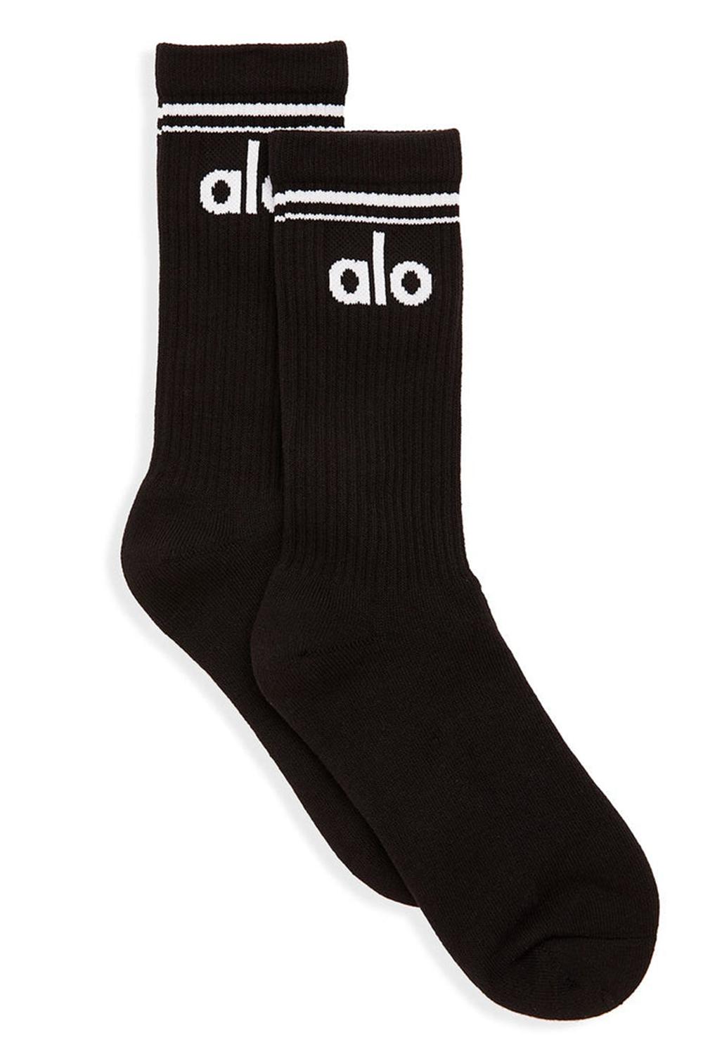 Black / White Alo Yoga Unisex Throwback Men Sock | KSA  DIE537824