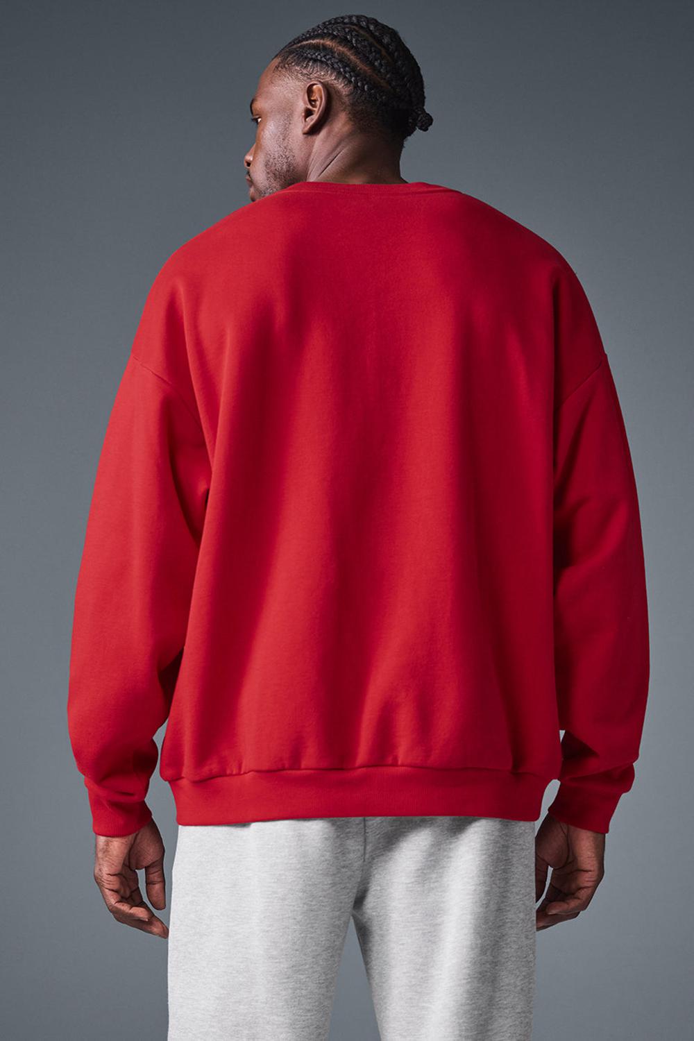 Bold Red Alo Yoga Accolade Crew Neck Men Pullover | KSA  HXJ296457