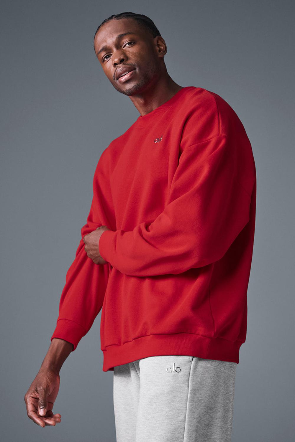 Bold Red Alo Yoga Accolade Crew Neck Men Pullover | KSA  HXJ296457