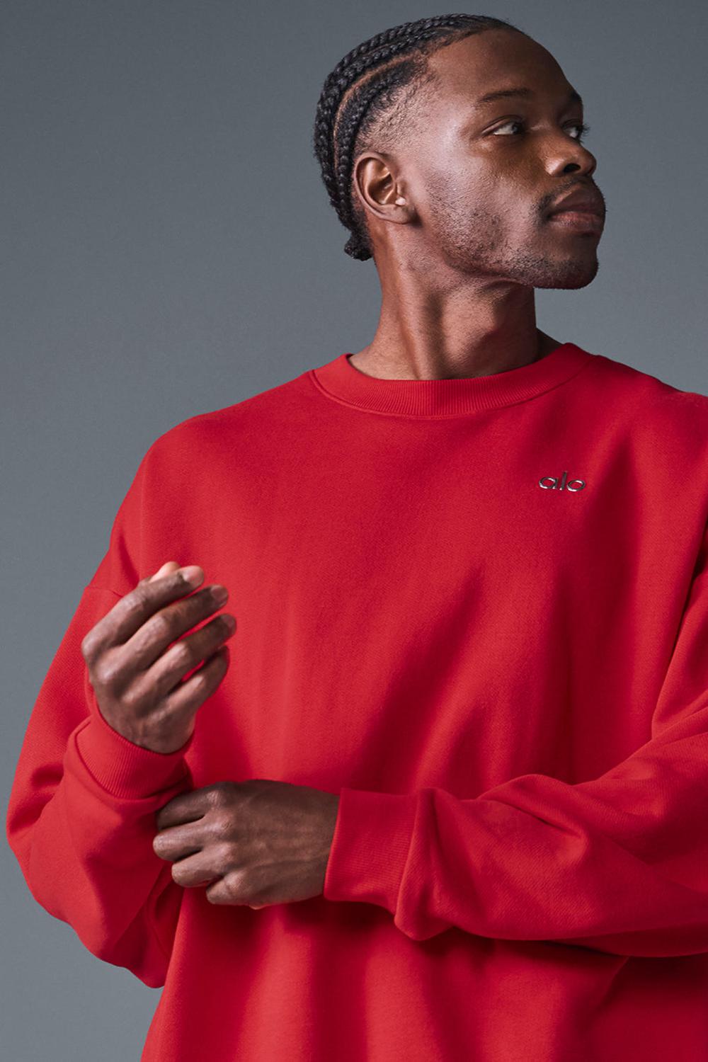 Bold Red Alo Yoga Accolade Crew Neck Men Pullover | KSA  HXJ296457