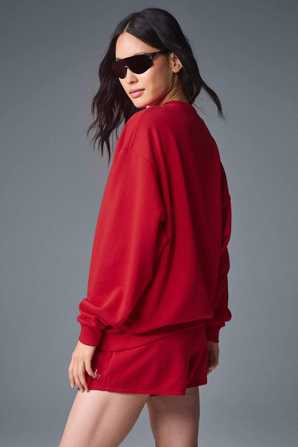 Bold Red Alo Yoga Accolade Crew Neck Women Pullover | KSA  IND894102
