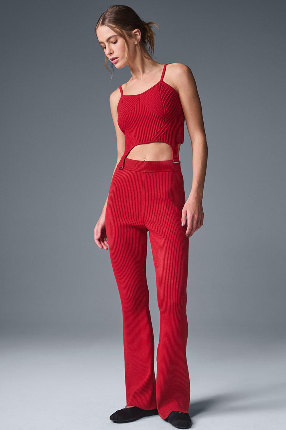 Bold Red / Dark Bold Red Alo Yoga Denim Knit Garter Women Tank | KSA  ROL510847