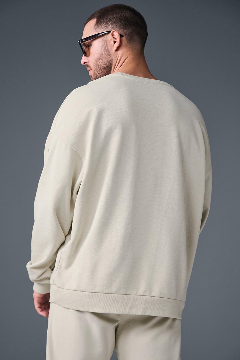 Bone Alo Yoga Chill Crew Neck Men Pullover | KSA  TLN058749