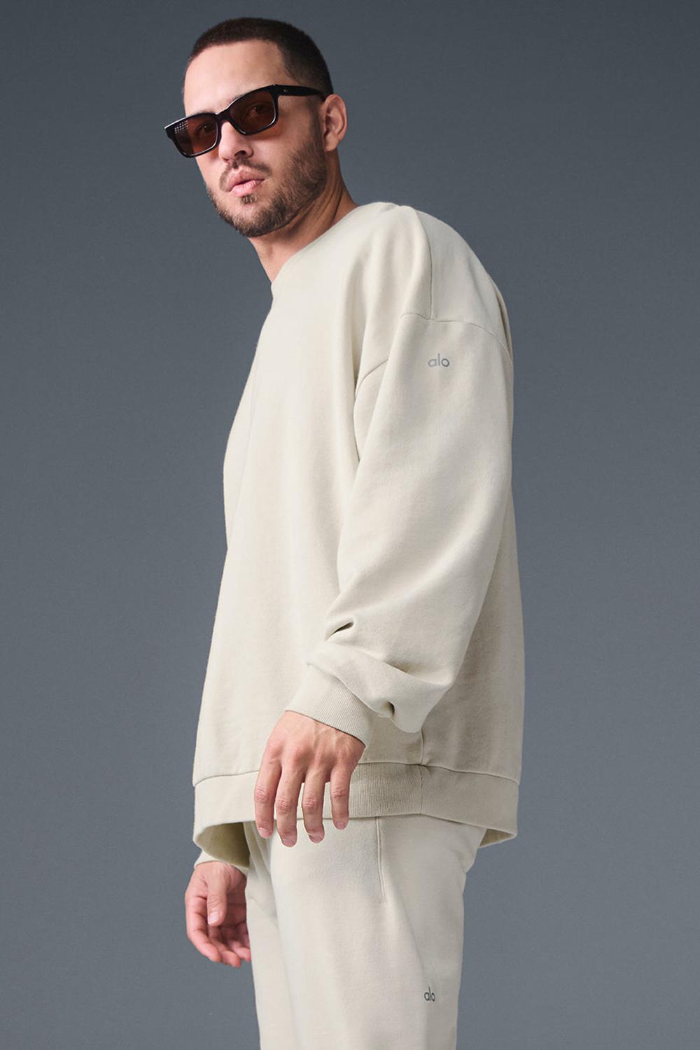 Bone Alo Yoga Chill Crew Neck Men Pullover | KSA  TLN058749