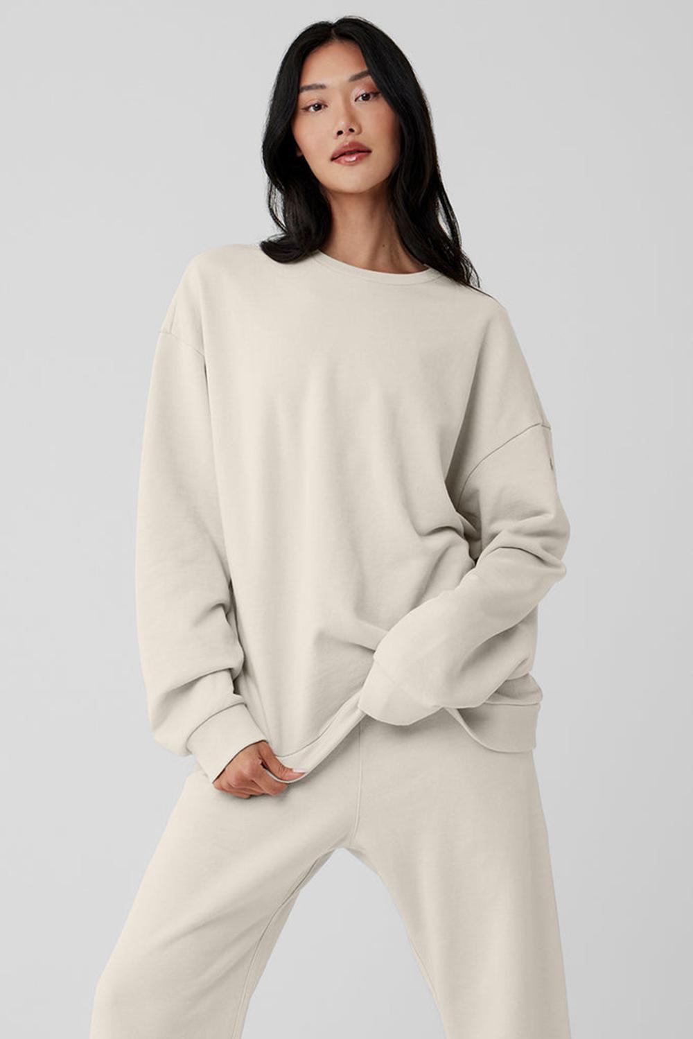 Bone Alo Yoga Chill Crew Neck Women Pullover | KSA  CPH926713