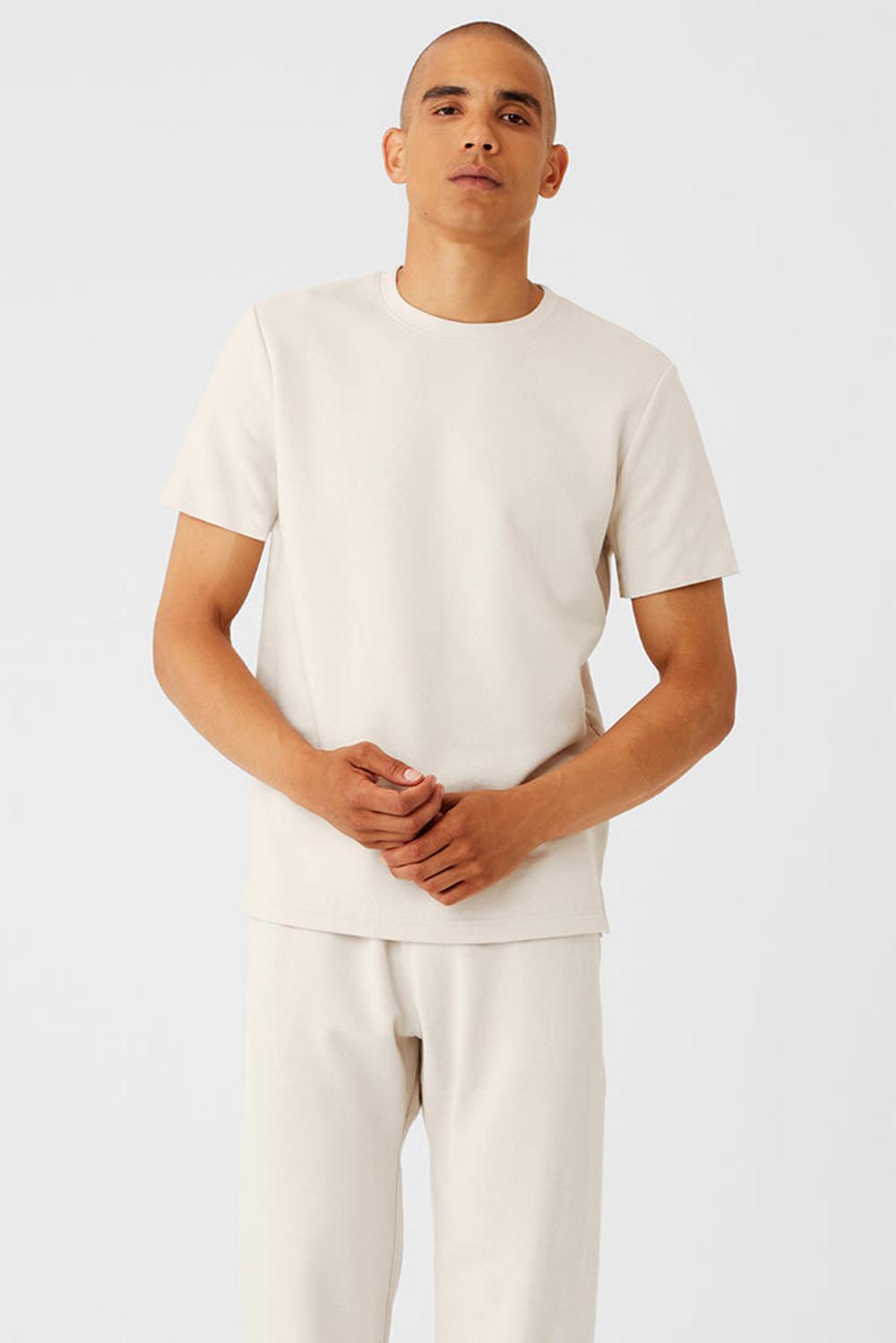 Bone Alo Yoga Chill Men Short Sleeve | KSA  CMF178236