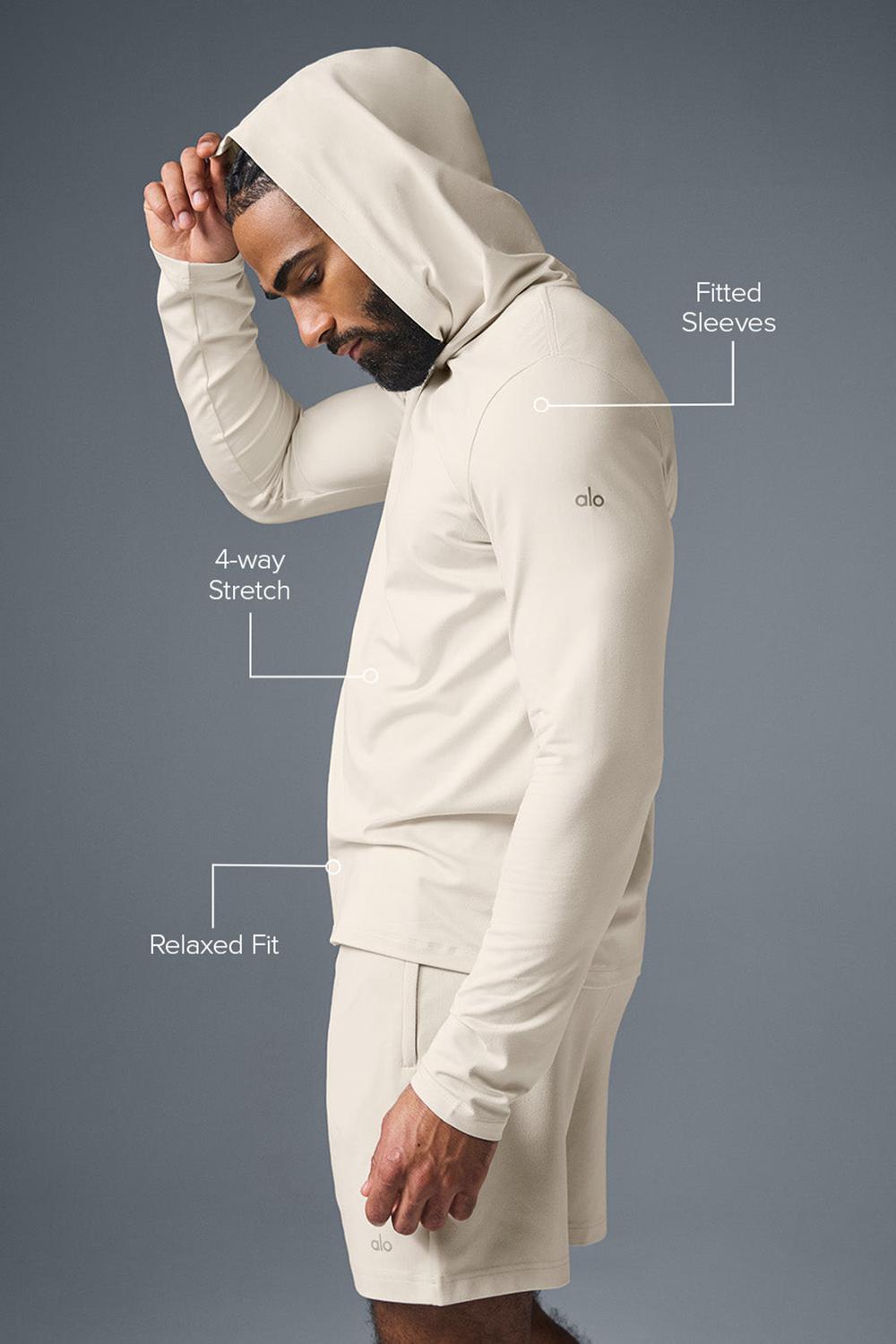 Bone Alo Yoga Conquer Reform With Hood Men Long Sleeve | KSA  QOE752108