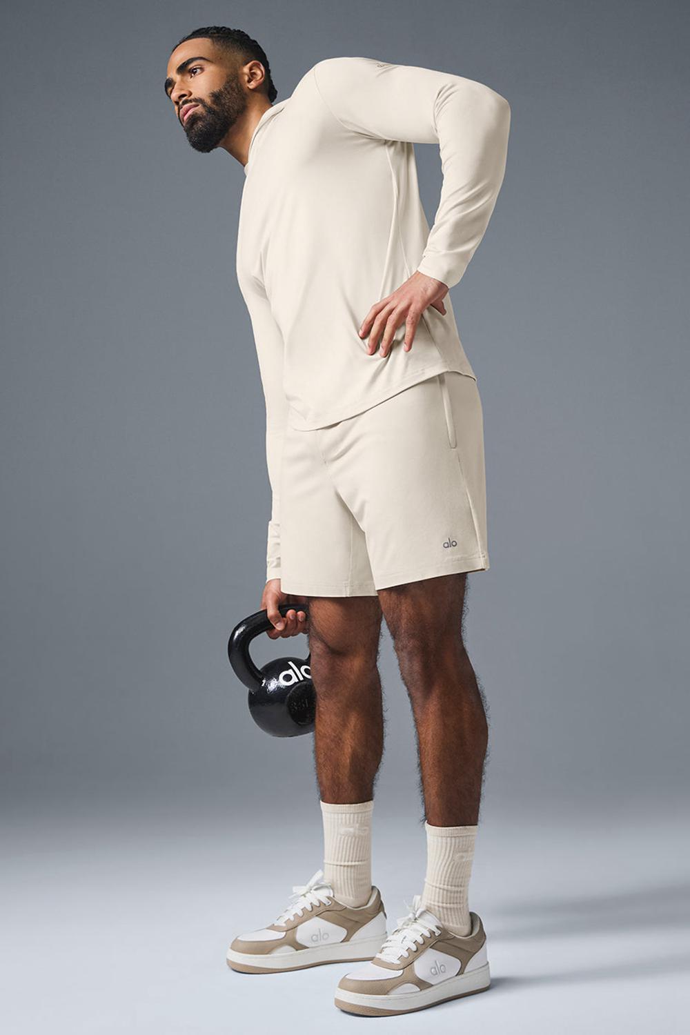 Bone Alo Yoga Conquer Reform With Hood Men Long Sleeve | KSA  QOE752108