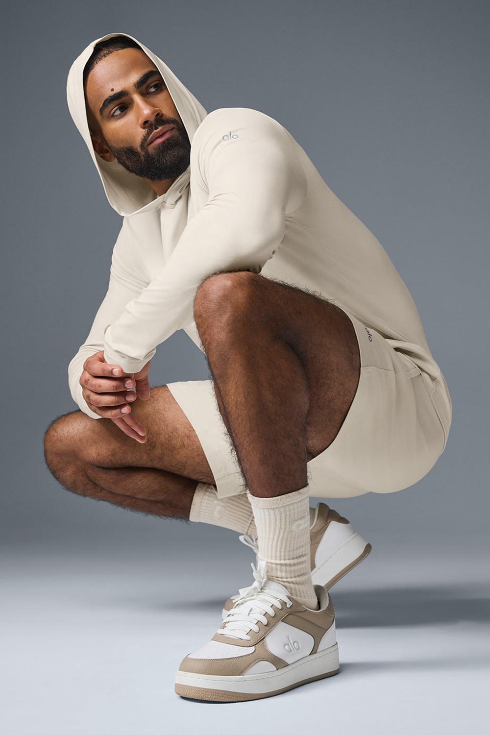 Bone Alo Yoga Conquer Reform With Hood Men Long Sleeve | KSA  QOE752108