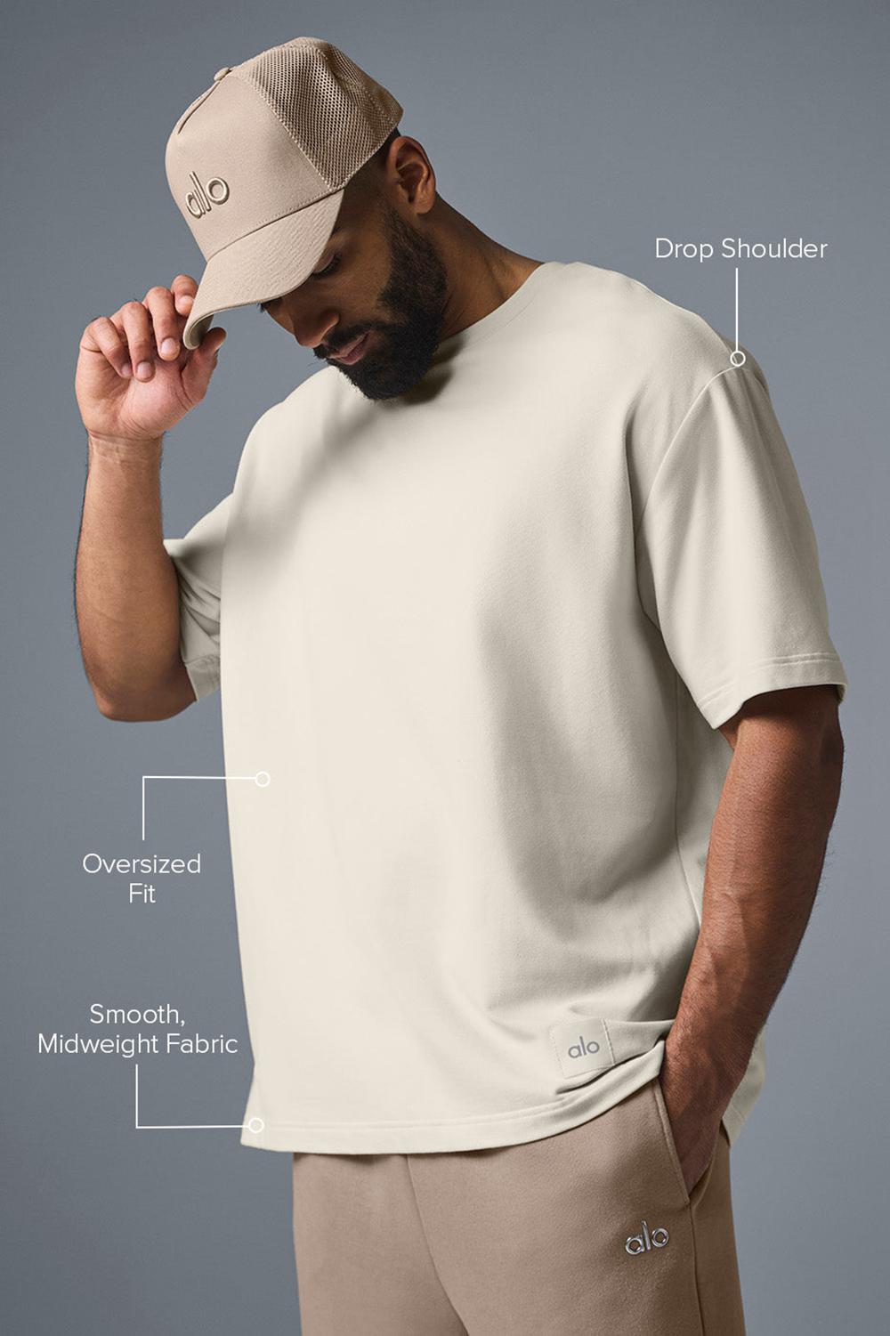 Bone Alo Yoga Double Take Men Short Sleeve | KSA  VQE732146