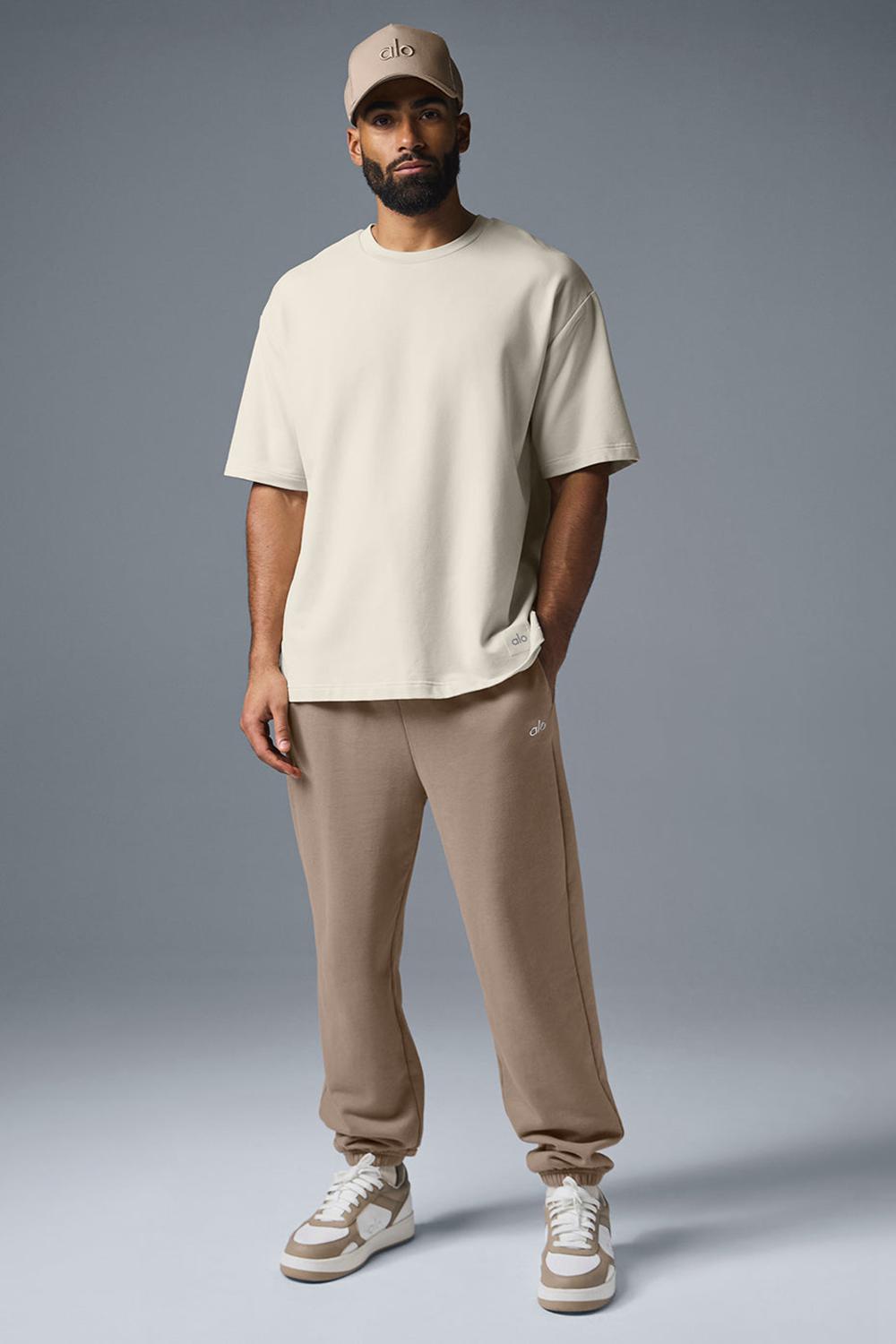 Bone Alo Yoga Double Take Men Short Sleeve | KSA  VQE732146