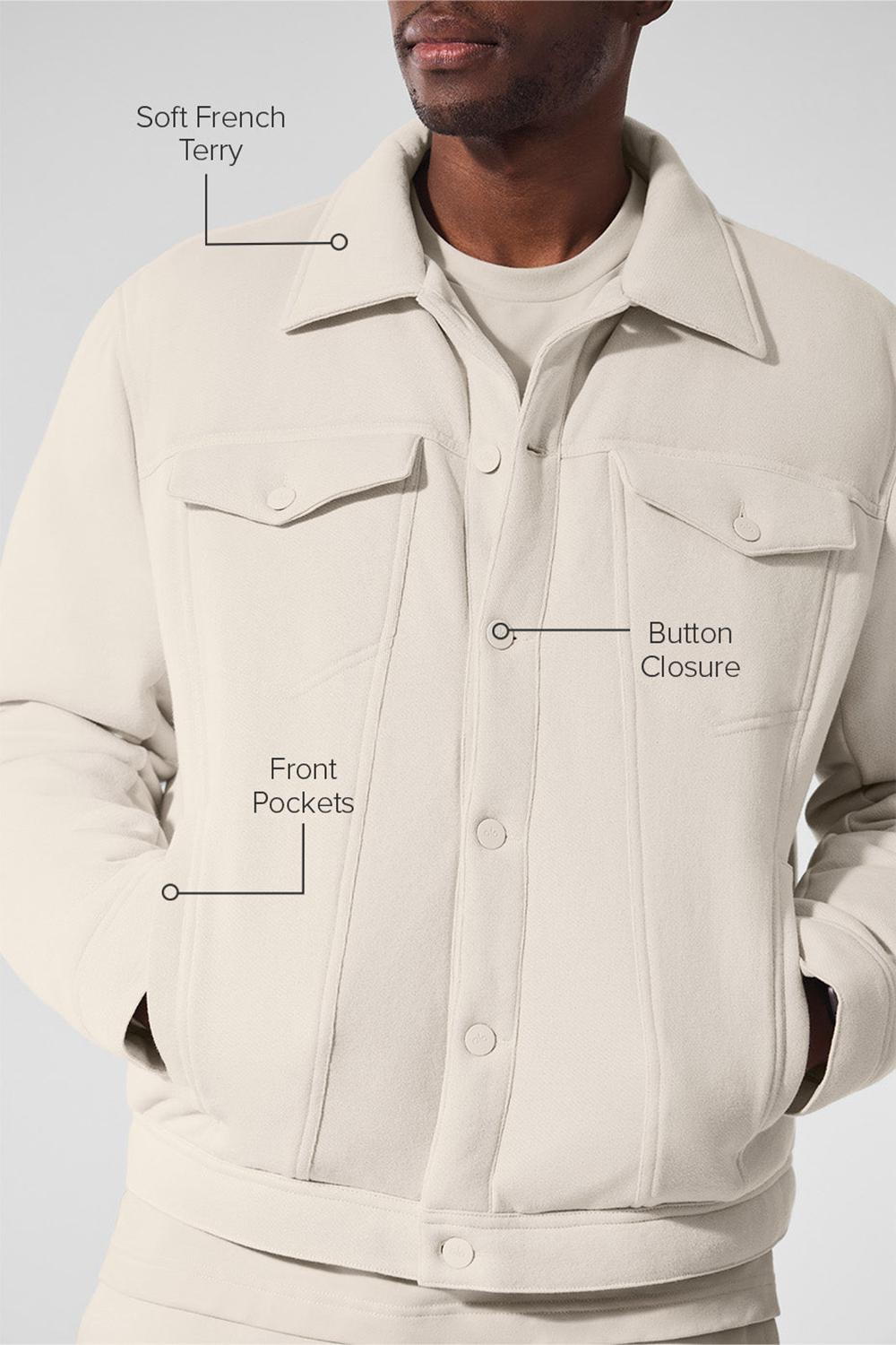 Bone Alo Yoga Ease Trucker Men Jacket | KSA  IES142587