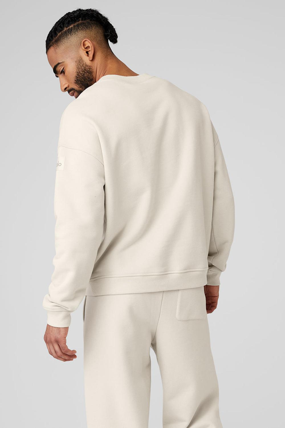 Bone Alo Yoga Renown Heavy Weight Crew Neck Men Pullover | KSA  LWT642891