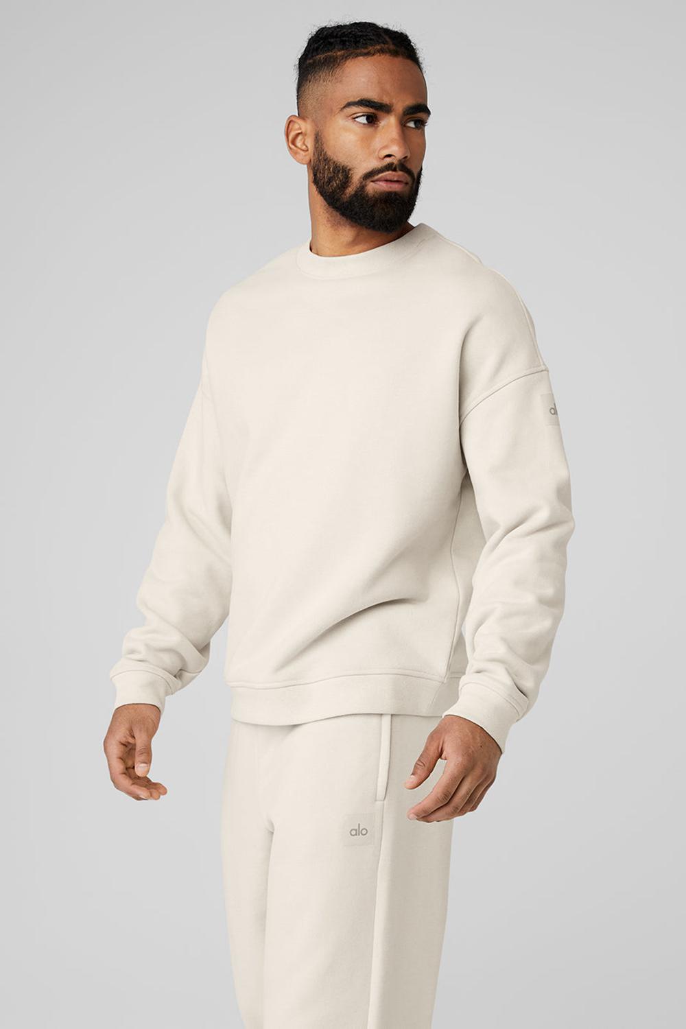 Bone Alo Yoga Renown Heavy Weight Crew Neck Men Pullover | KSA  LWT642891