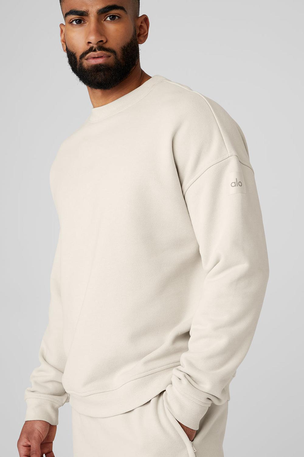 Bone Alo Yoga Renown Heavy Weight Crew Neck Men Pullover | KSA  LWT642891