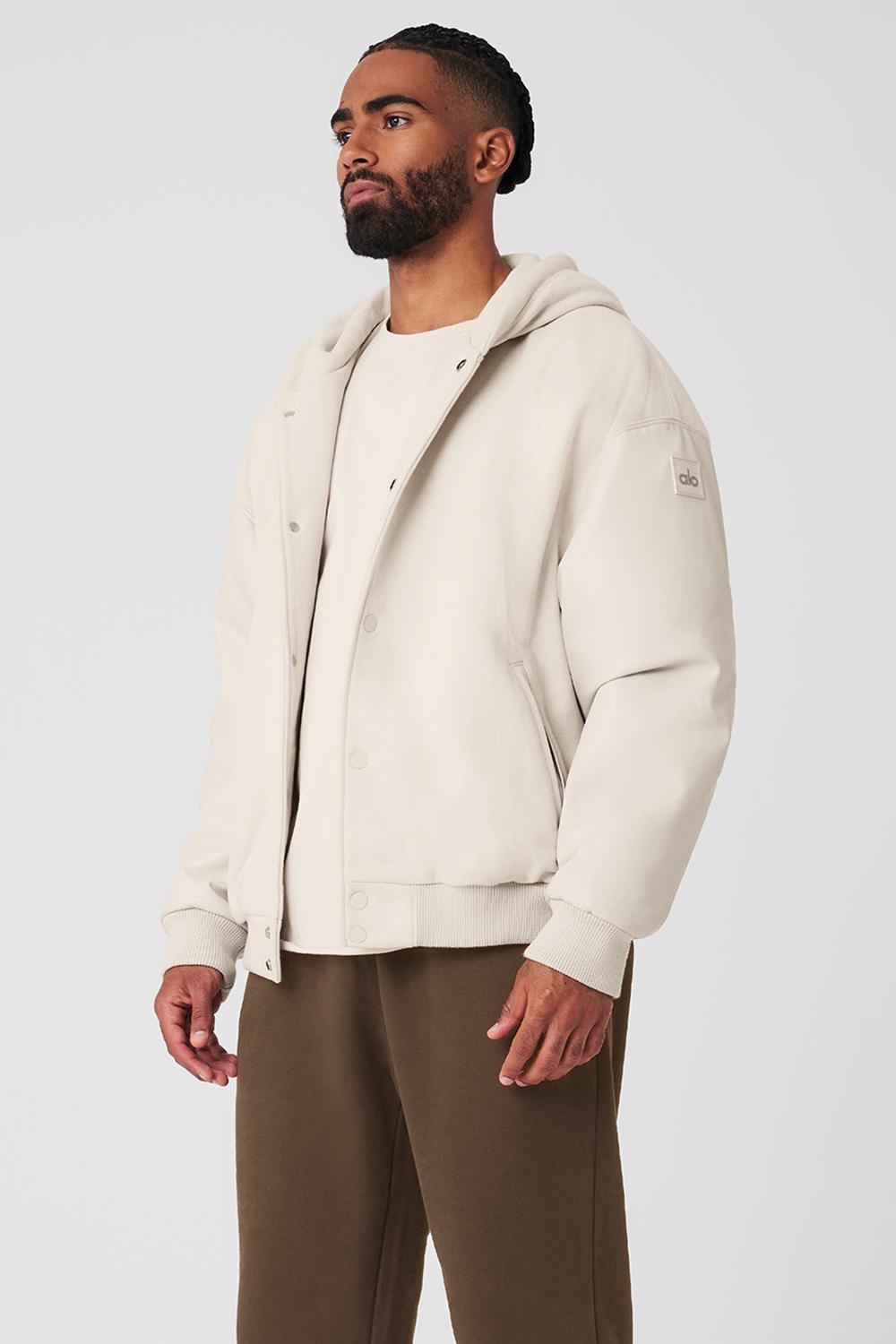 Bone Alo Yoga Select Hooded Bomber Men Jacket | KSA  OSD692510