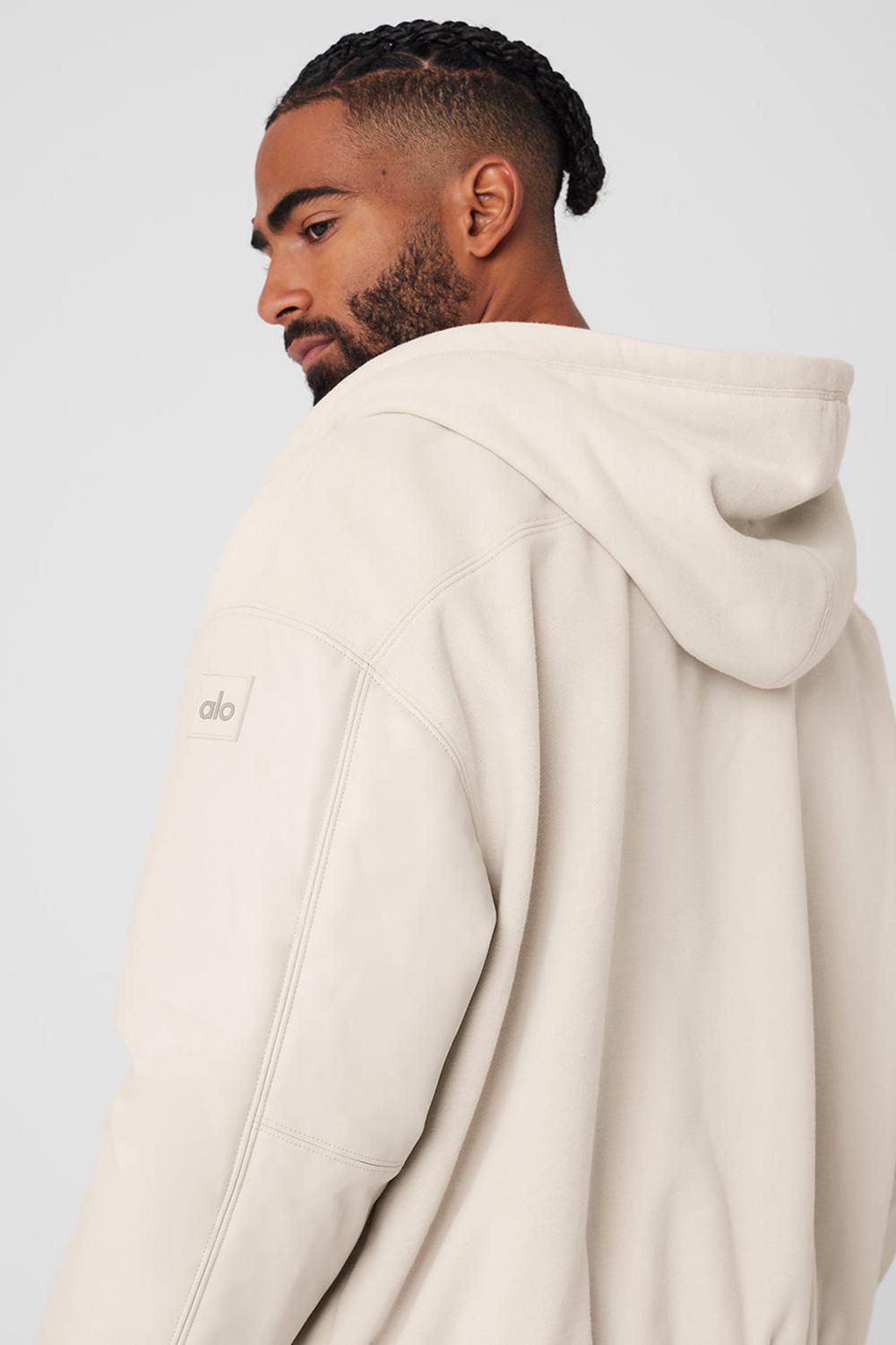 Bone Alo Yoga Select Hooded Bomber Men Jacket | KSA  OSD692510