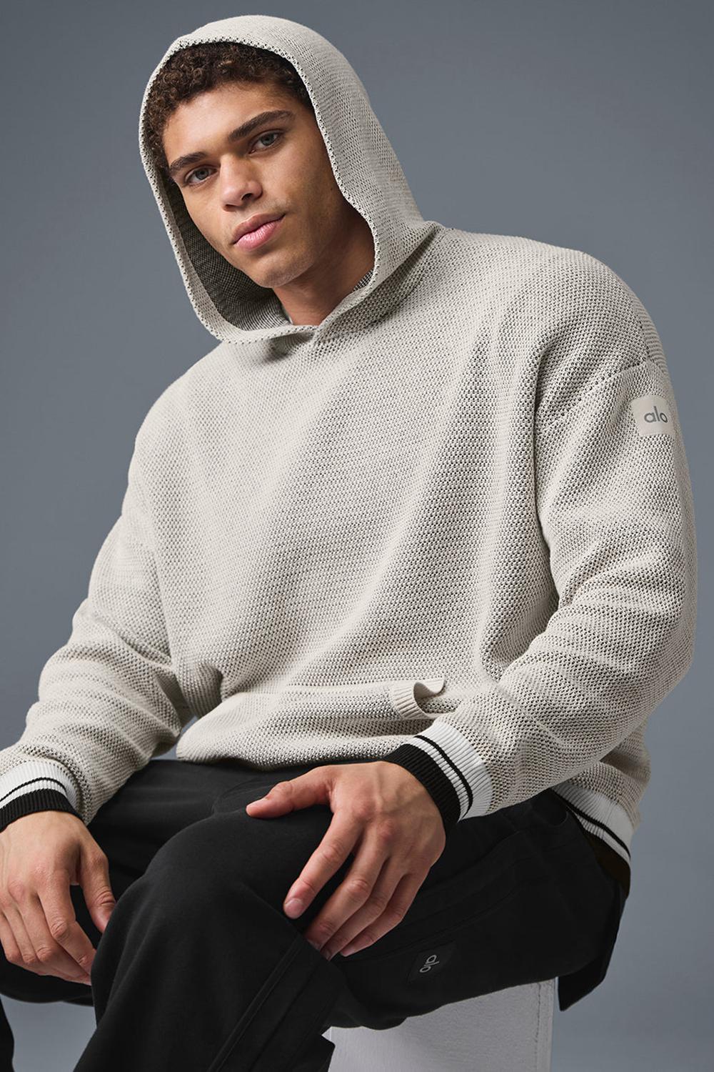 Bone Alo Yoga Sports Club Knit Men Hoodie | KSA  HKM509462
