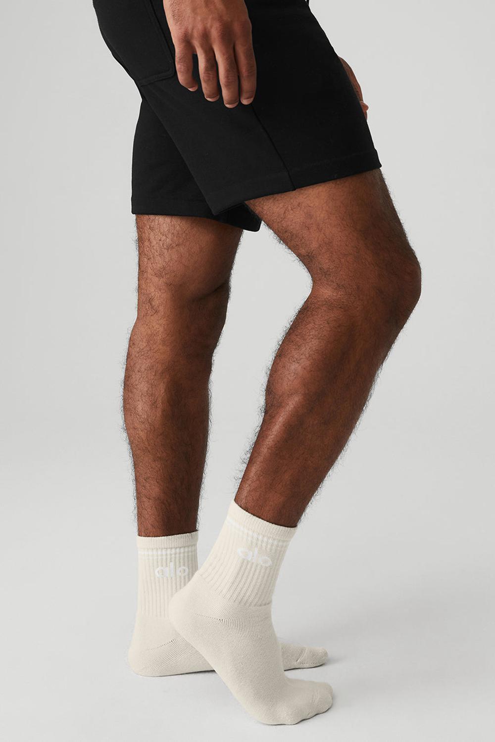 Bone / White Alo Yoga Unisex Half-Crew Throwback Men Sock | KSA  JKY204598