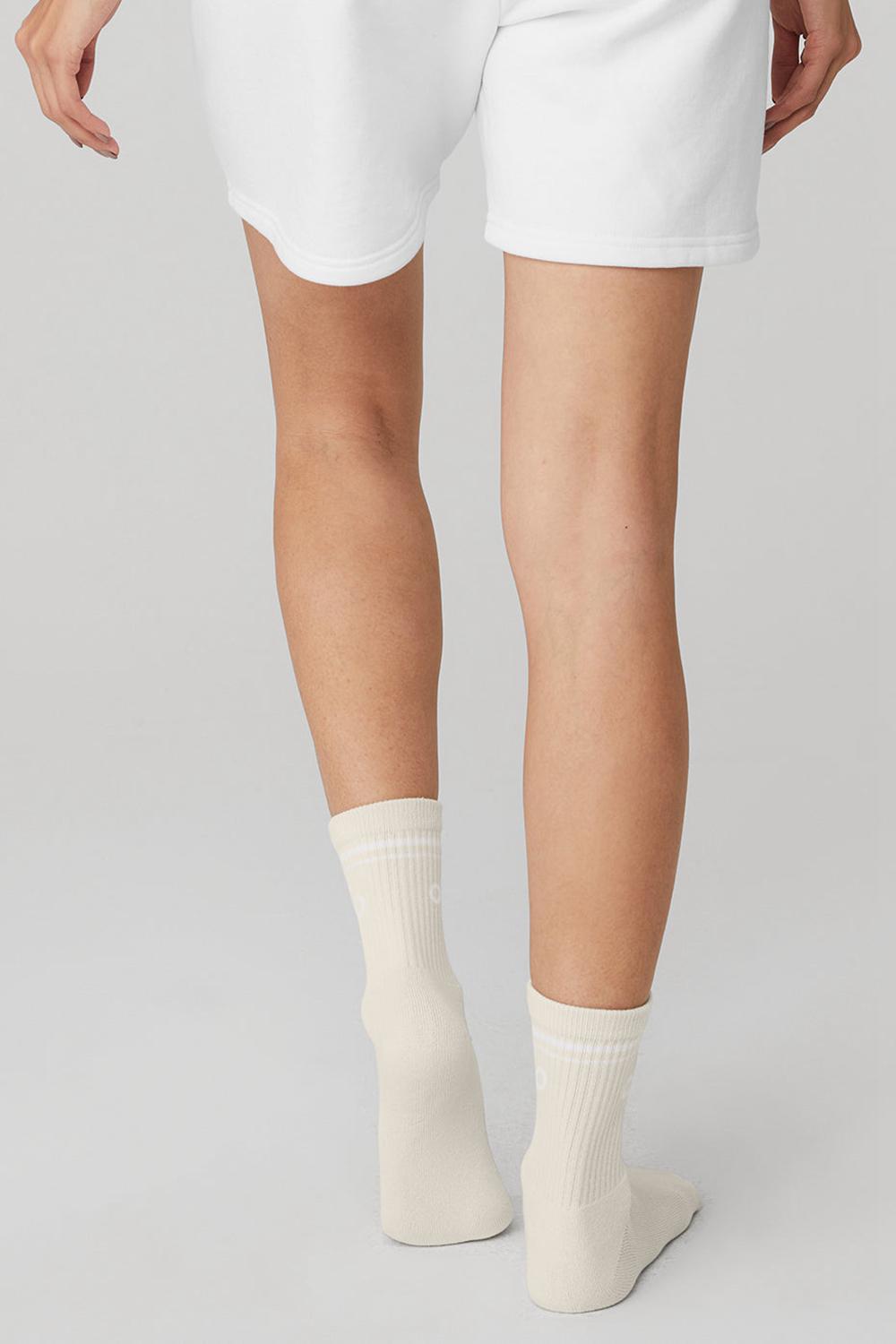 Bone / White Alo Yoga Unisex Half-Crew Throwback Men Sock | KSA  JKY204598