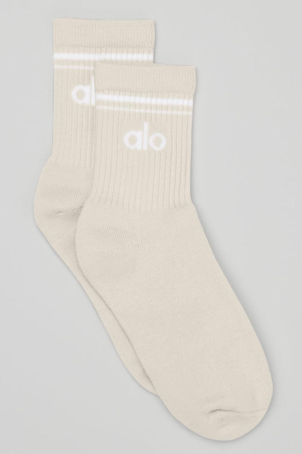 Bone / White Alo Yoga Unisex Half-Crew Throwback Men Sock | KSA  JKY204598