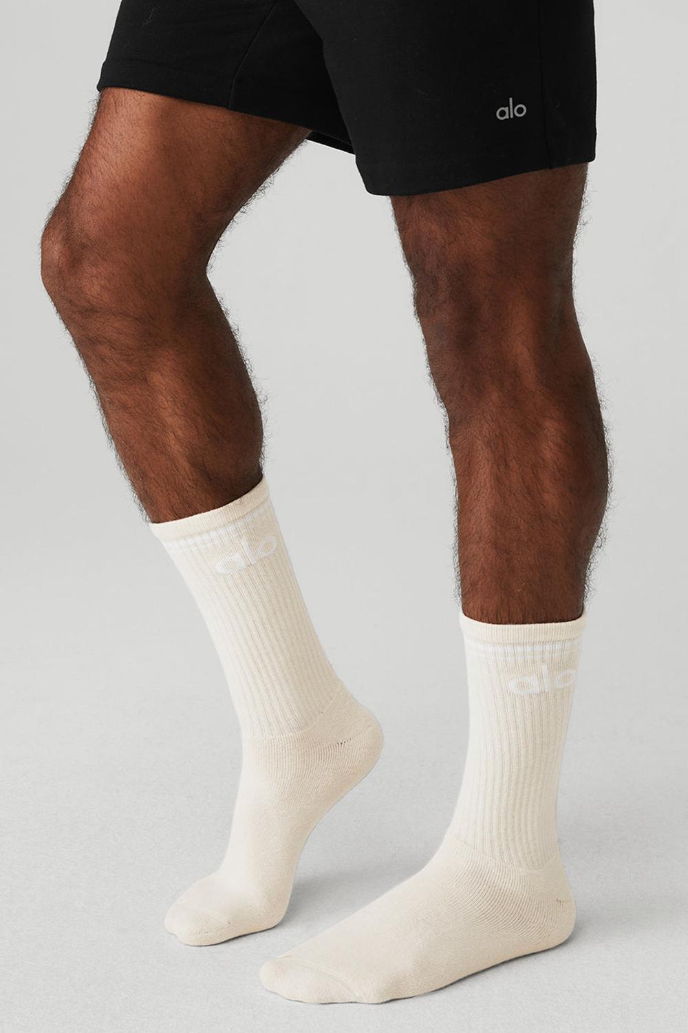 Bone / White Alo Yoga Unisex Throwback Women Sock | KSA  ZRN036581