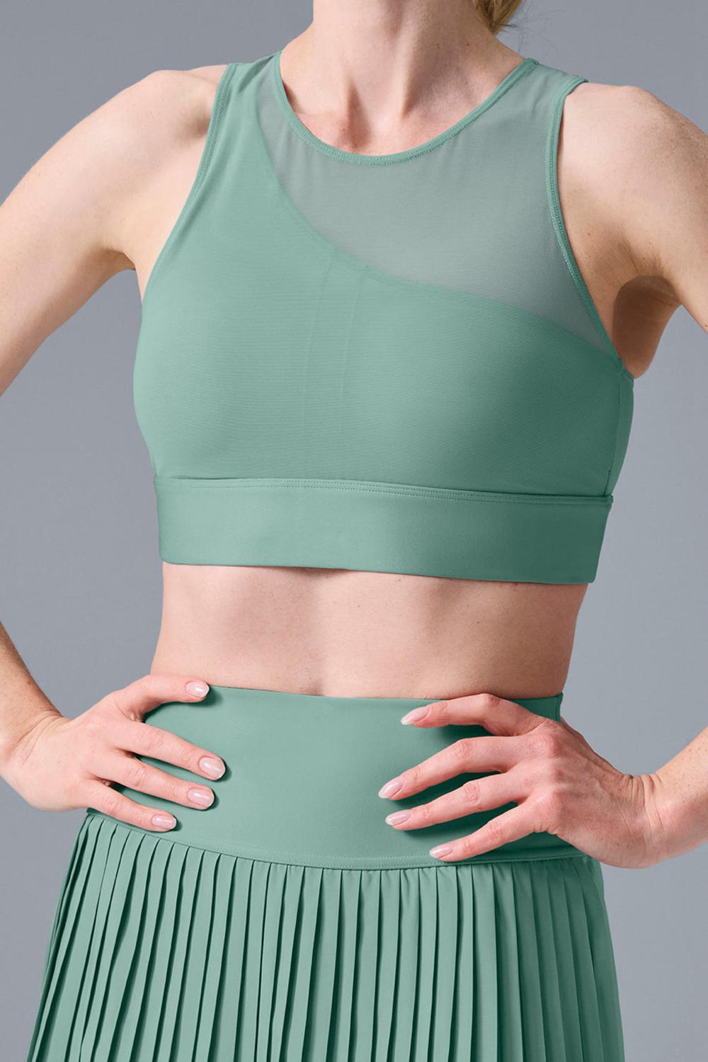 Botanical Green Alo Yoga Airlift Mesh Coastline Women Bra | KSA  ZLI390615