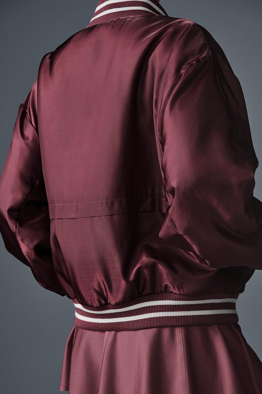 Burgundy Truffle Alo Yoga Afterglow Varsity Women Jacket | KSA  GPL756384