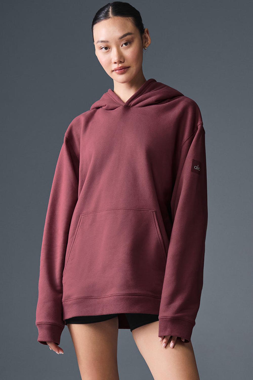 Burgundy Truffle Alo Yoga Renown Heavy Weight Women Hoodie | KSA  ROV053917