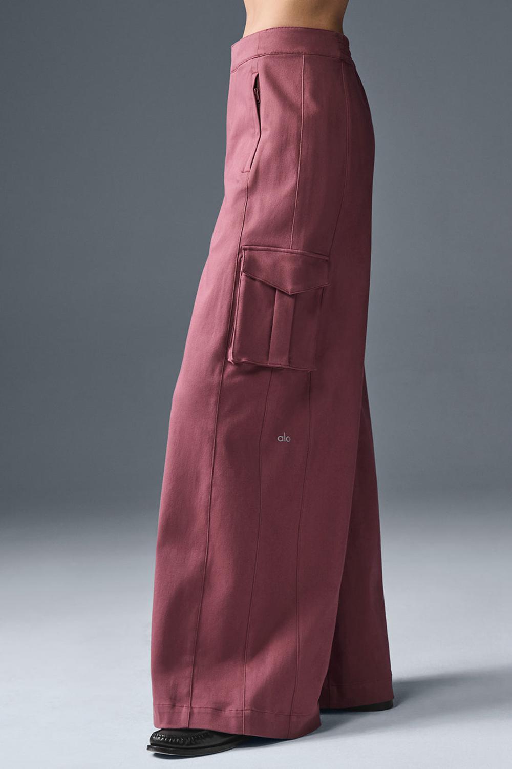 Burgundy Truffle Alo Yoga Show Off Cargo Wide Leg (Regular) Women Pant | KSA  ENV302967