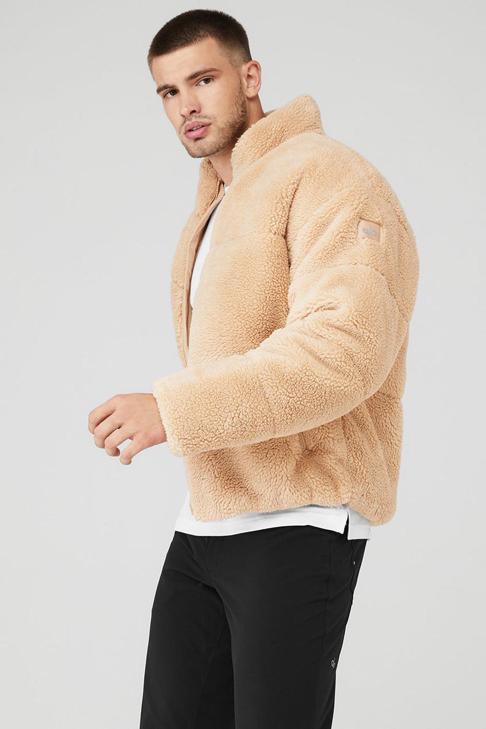 Camel Alo Yoga Sherpa Stage Men Puffer Jacket | KSA  ZKO039618