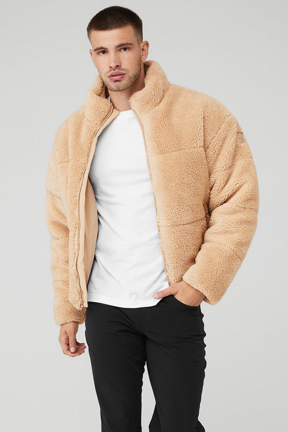 Camel Alo Yoga Sherpa Stage Men Puffer Jacket | KSA  ZKO039618