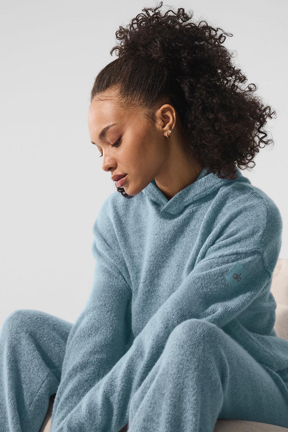 Celestial Blue Granite Heather Alo Yoga New Class Cashmere Women Hoodie | KSA  TDZ401527