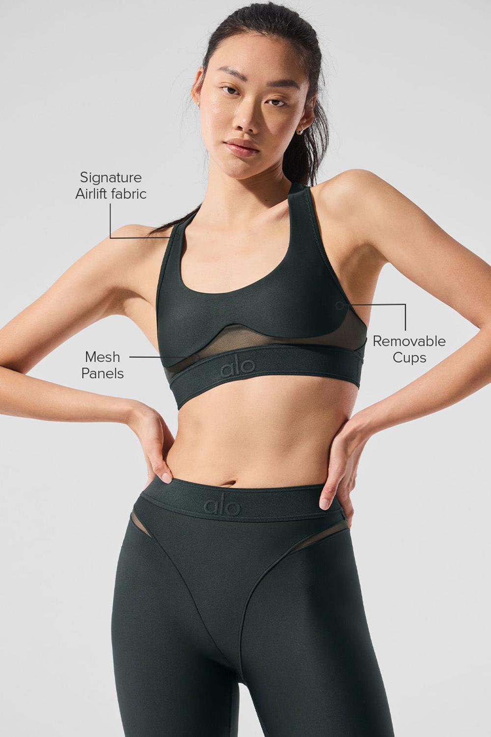 Charcoal Green Alo Yoga Airlift Rebel Women Bra | KSA  AGL206981