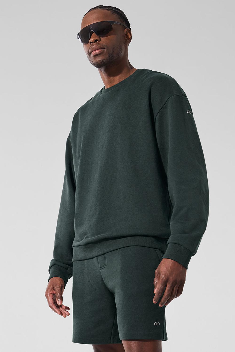 Charcoal Green Alo Yoga Chill Crew Neck Men Pullover | KSA  XEM206754
