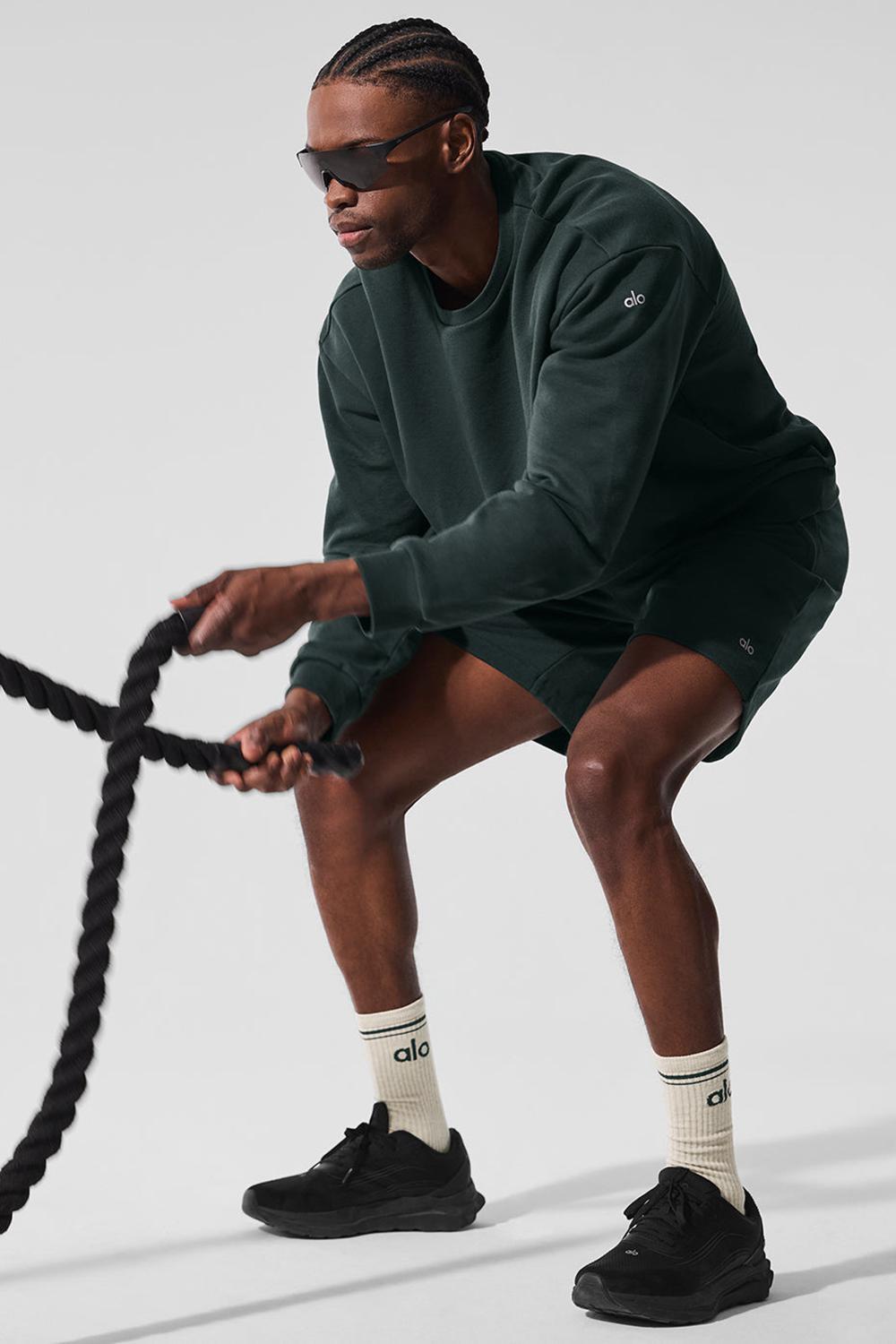 Charcoal Green Alo Yoga Chill Crew Neck Men Pullover | KSA  XEM206754