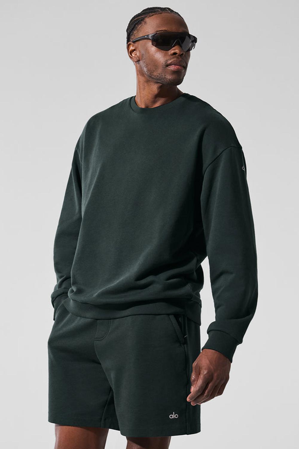 Charcoal Green Alo Yoga Chill Crew Neck Men Pullover | KSA  XEM206754