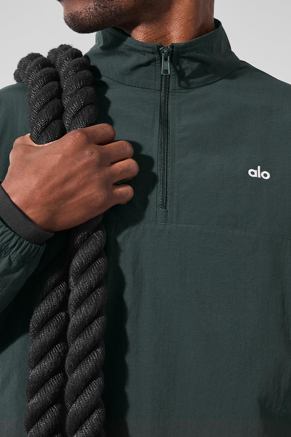 Charcoal Green Alo Yoga Light Weight Takeaway Track Men Pullover | KSA  UFL318645