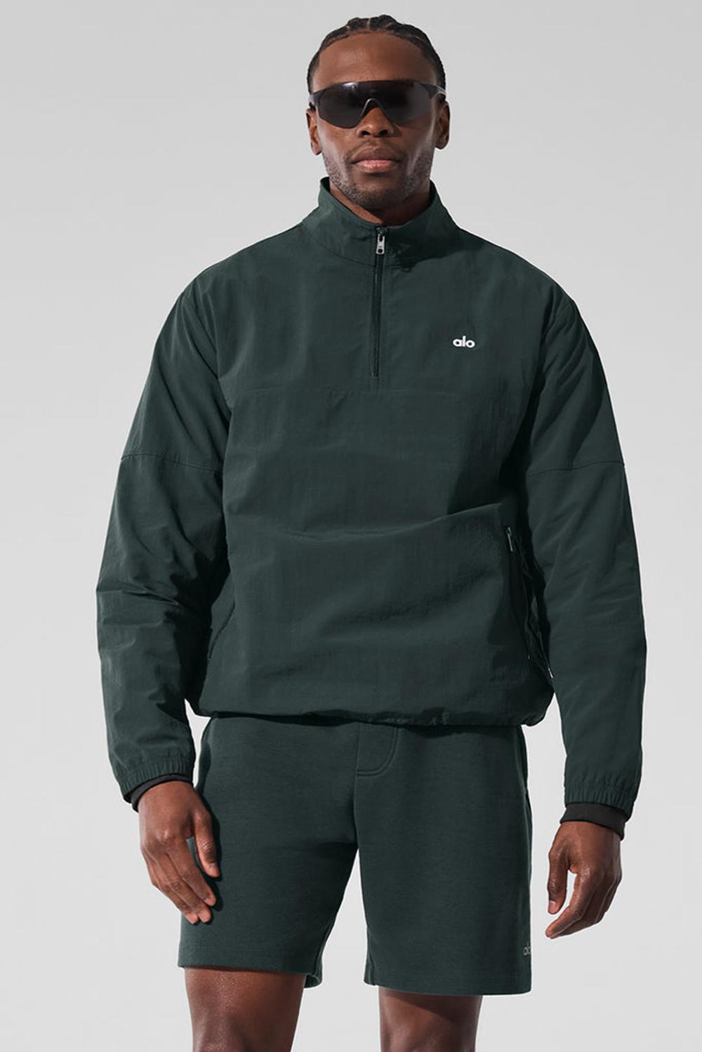 Charcoal Green Alo Yoga Light Weight Takeaway Track Men Pullover | KSA  UFL318645
