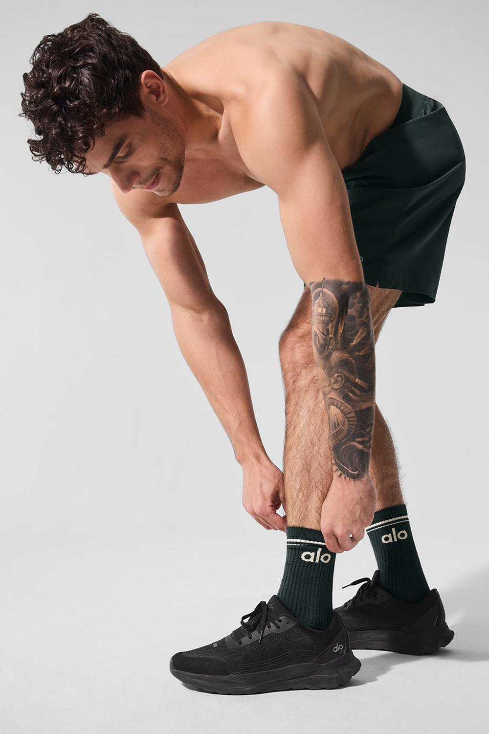 Charcoal Green / Ivory Alo Yoga Unisex Throwback Men Sock | KSA  OEN962075
